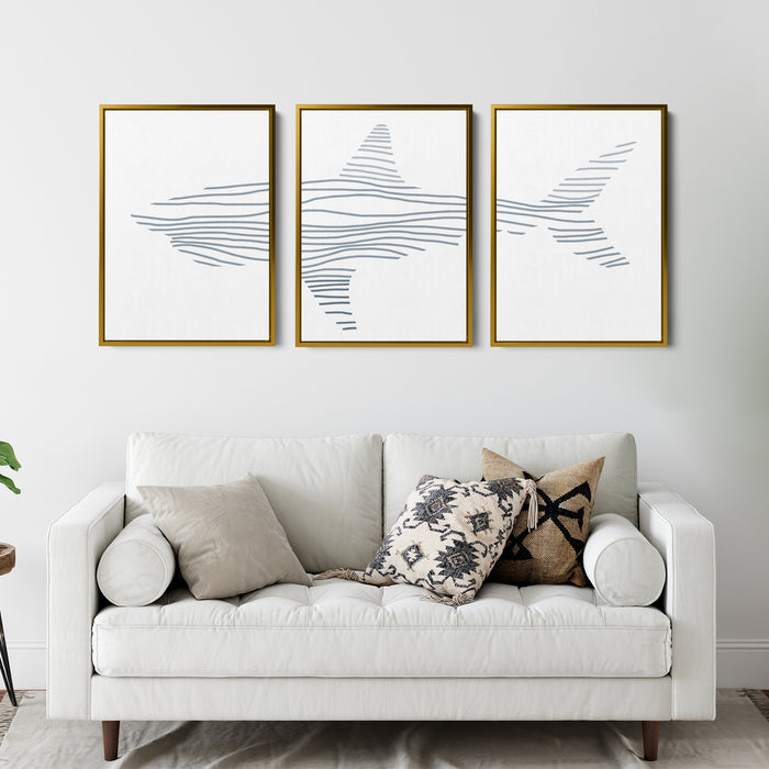 Minimalist Shark Illustration - Set of 3 - Jetty Home