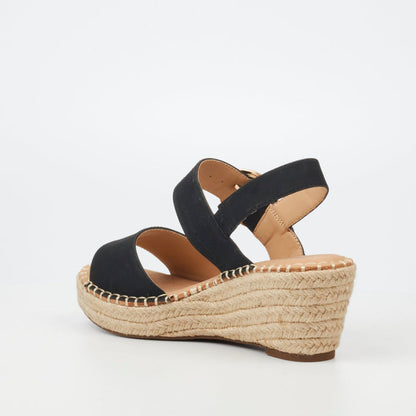Miss Black Womens Jayda 9 Wedge Black Sandal | Miss Black