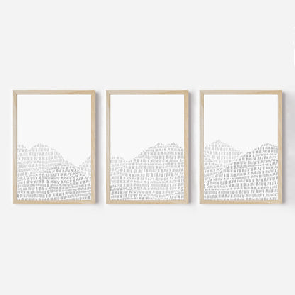 Modern Gray Mountain Landscape Illustration - Set of 3 - Jetty Home