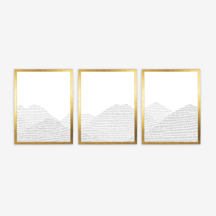 Modern Gray Mountain Landscape Illustration - Set of 3 - Jetty Home