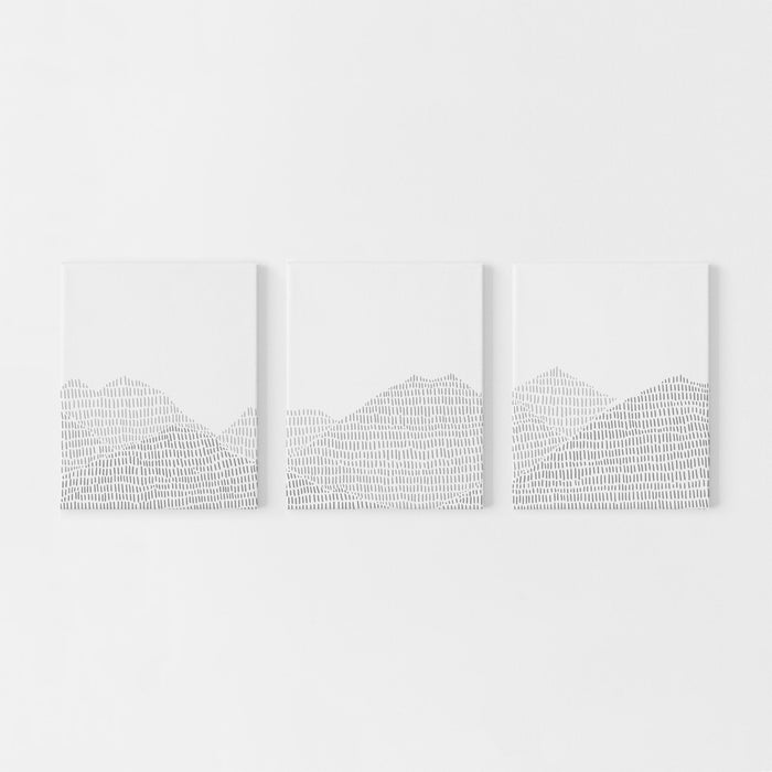 Modern Gray Mountain Landscape Lodge Decor Triptych Set of Three Wall Art Prints or Canvas - Jetty Home