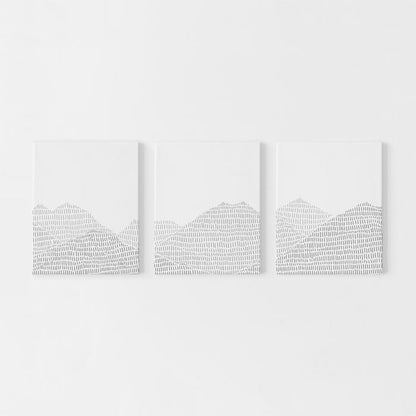 Modern Gray Mountain Landscape Lodge Decor Triptych Set of Three Wall Art Prints or Canvas - Jetty Home