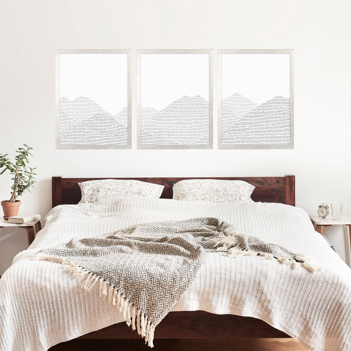 Modern Gray Mountain Landscape Illustration - Set of 3 - Jetty Home