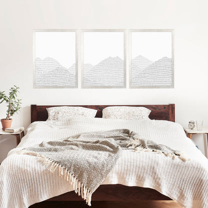 Modern Gray Mountain Landscape Illustration - Set of 3 - Jetty Home