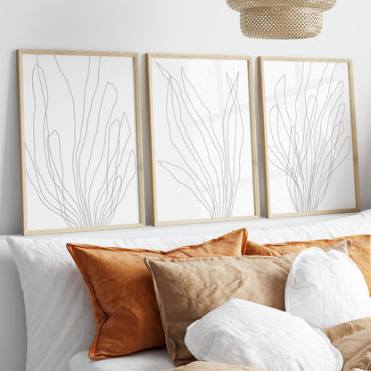 Modern Minimalist Seaweed Illustration - Set of 3  - Art Prints or Canvases - Jetty Home