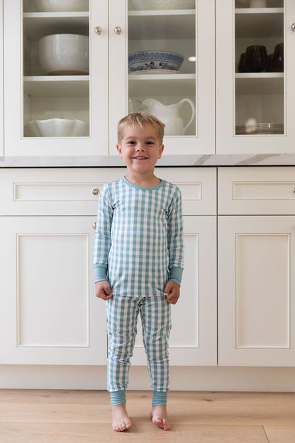 MUTED TEAL GINGHAM | LONG SLEEVE
