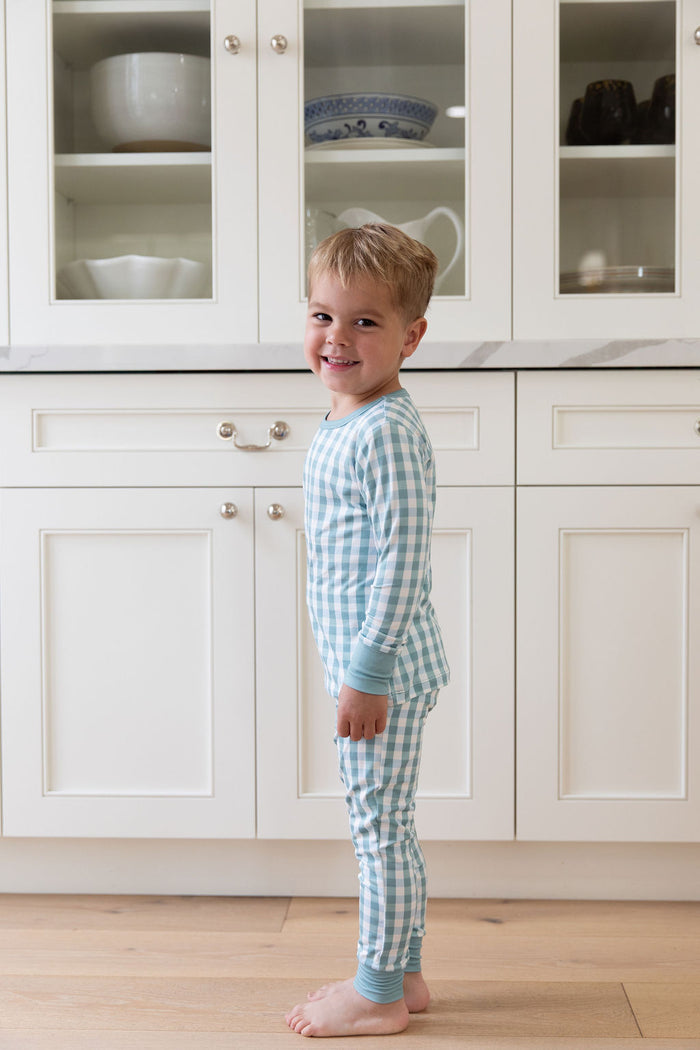 MUTED TEAL GINGHAM | LONG SLEEVE