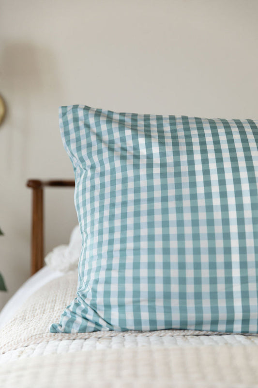 MUTED TEAL GINGHAM | PILLOW CASE