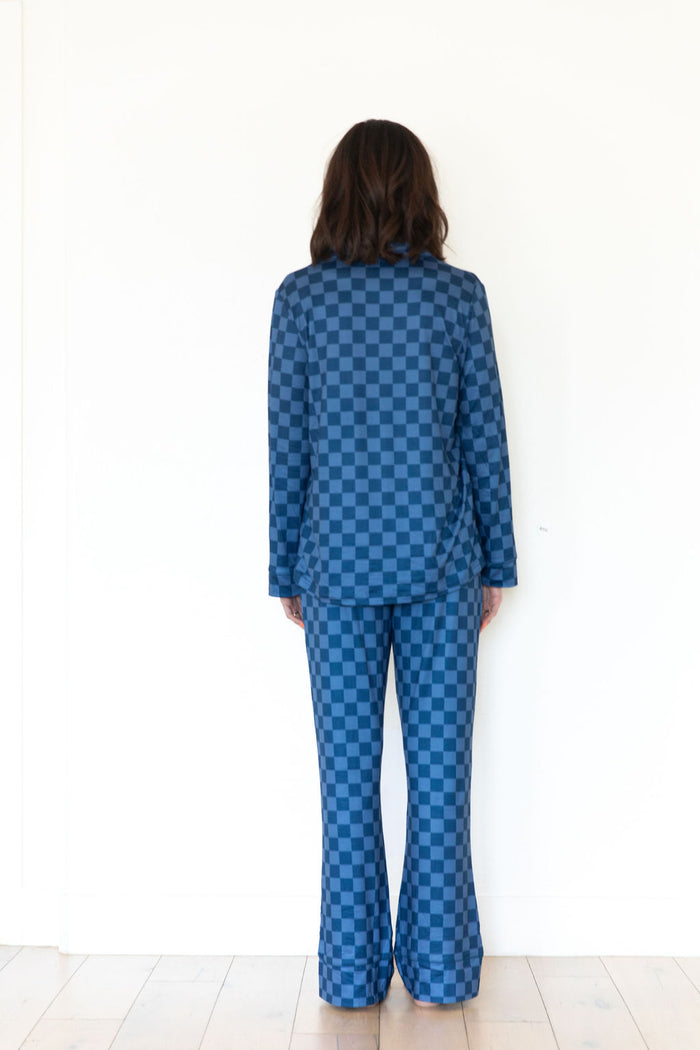 NAVY CHECKER | WOMEN'S BUTTON UP LONG SLEEVE SET