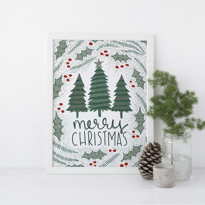 Merry Christmas Modern Nordic Decor Wall Art Print or Canvas - Jetty Home