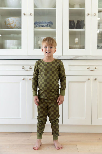OLIVE CHECKER | LONG SLEEVE