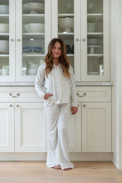 PASTEL FLORAL | GIRLS' BUTTON UP LONG SLEEVE SET