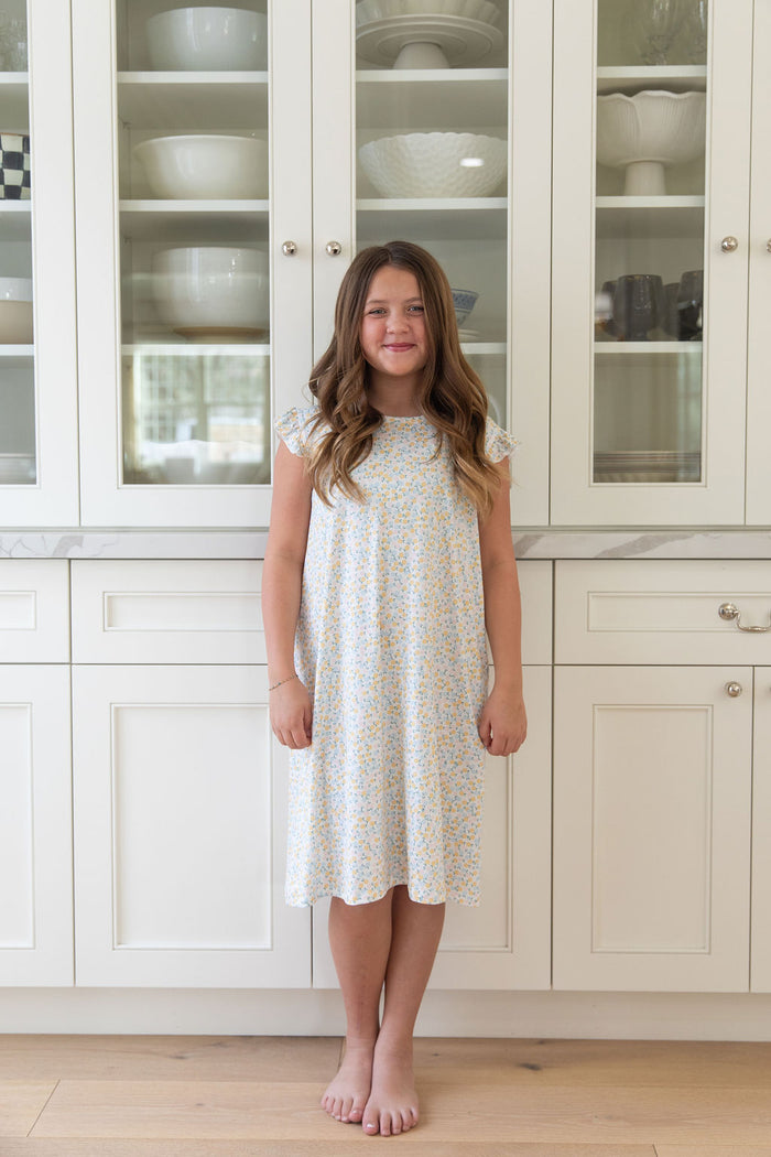 PASTEL FLORAL | RUFFLE SLEEVE DRESS