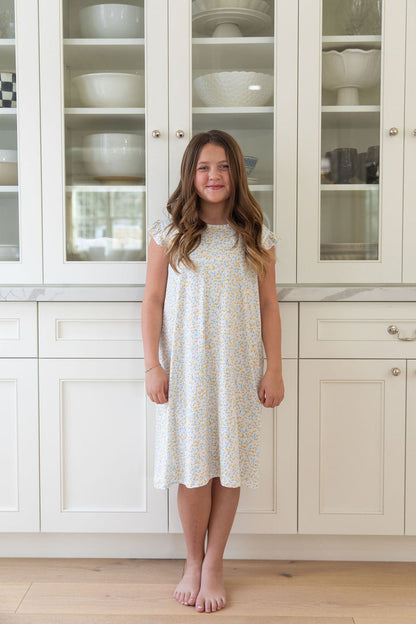 PASTEL FLORAL | RUFFLE SLEEVE DRESS