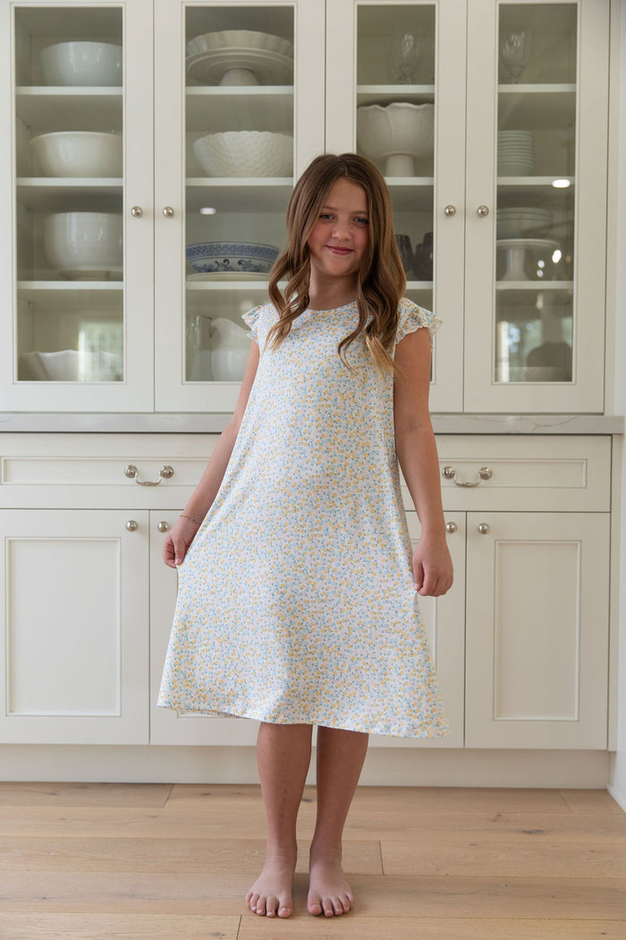 PASTEL FLORAL | RUFFLE SLEEVE DRESS