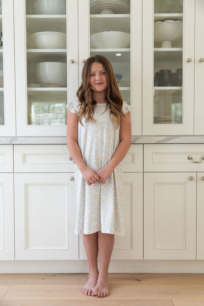 PASTEL FLORAL | RUFFLE SLEEVE DRESS