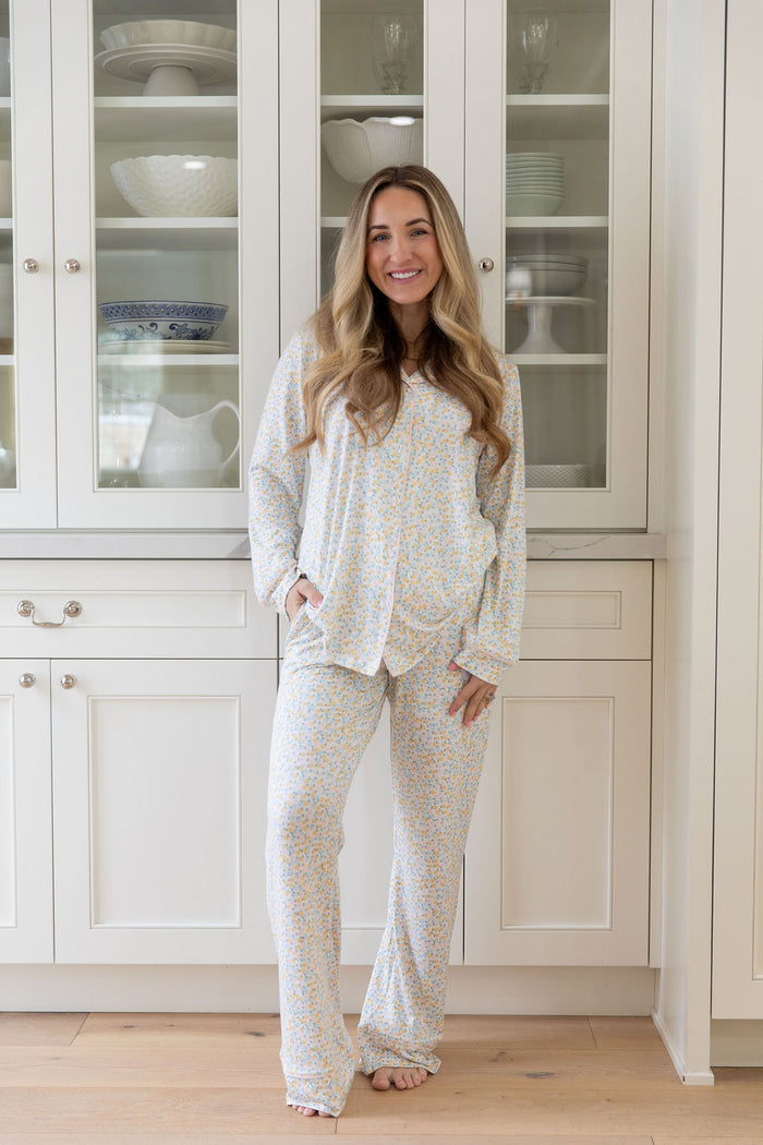 PASTEL FLORAL | WOMEN'S BUTTON UP LONG SLEEVE SET