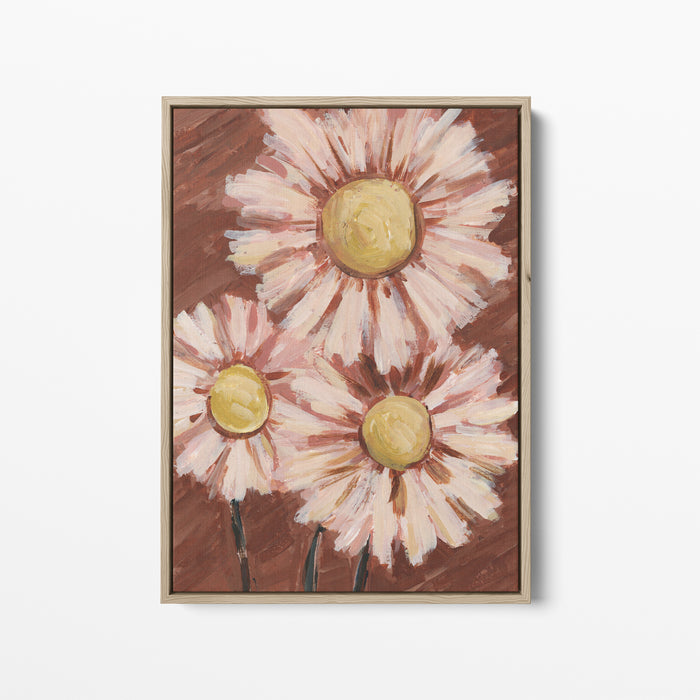 Pink and Rust Daisy Floral  - Art Print or Canvas - Jetty Home
