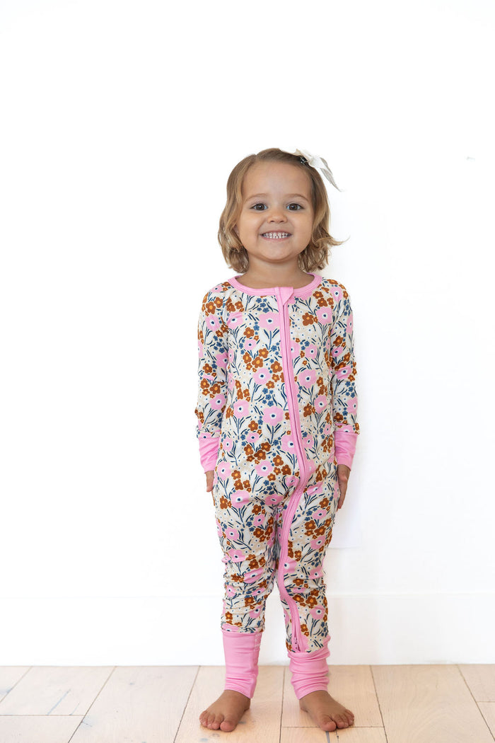 PINK FALL FLORAL | ZIPPER ONE PIECE