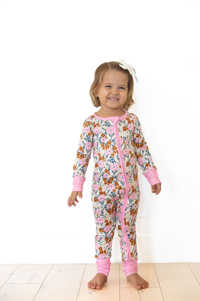 PINK FALL FLORAL | ZIPPER ONE PIECE