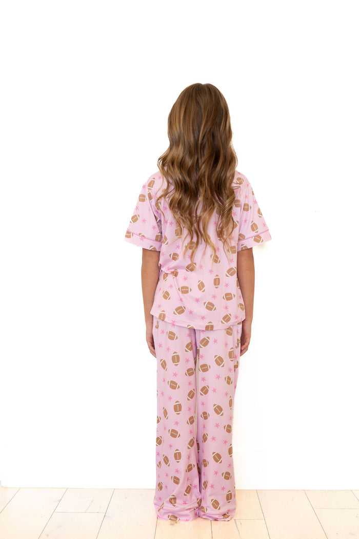 PINK FOOTBALL | GIRLS' BUTTON UP SHORT SLEEVE SET