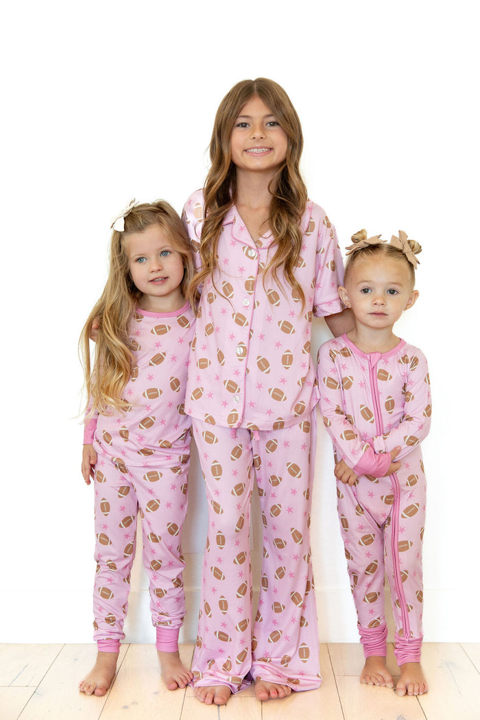 PINK FOOTBALL | GIRLS' BUTTON UP SHORT SLEEVE SET