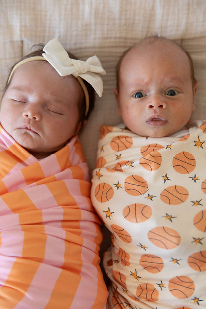 PINK + ORANGE STRIPE | SWADDLE