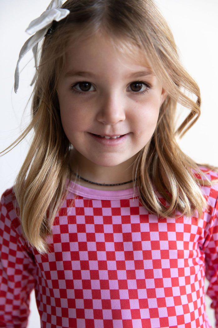 PINK + RED MINI CHECKER | LONG SLEEVE