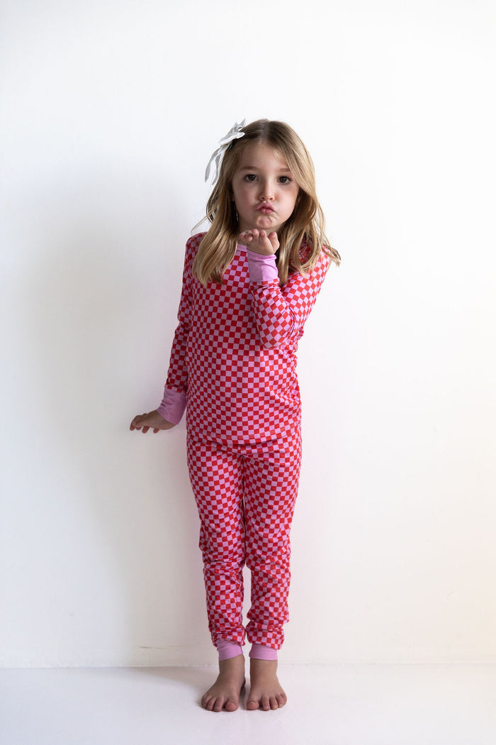 PINK + RED MINI CHECKER | LONG SLEEVE