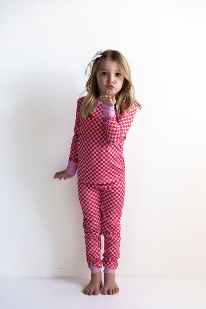 PINK + RED MINI CHECKER | LONG SLEEVE