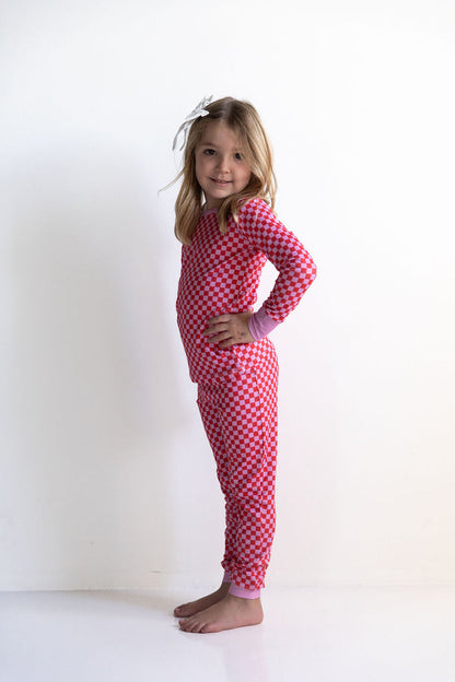 PINK + RED MINI CHECKER | LONG SLEEVE