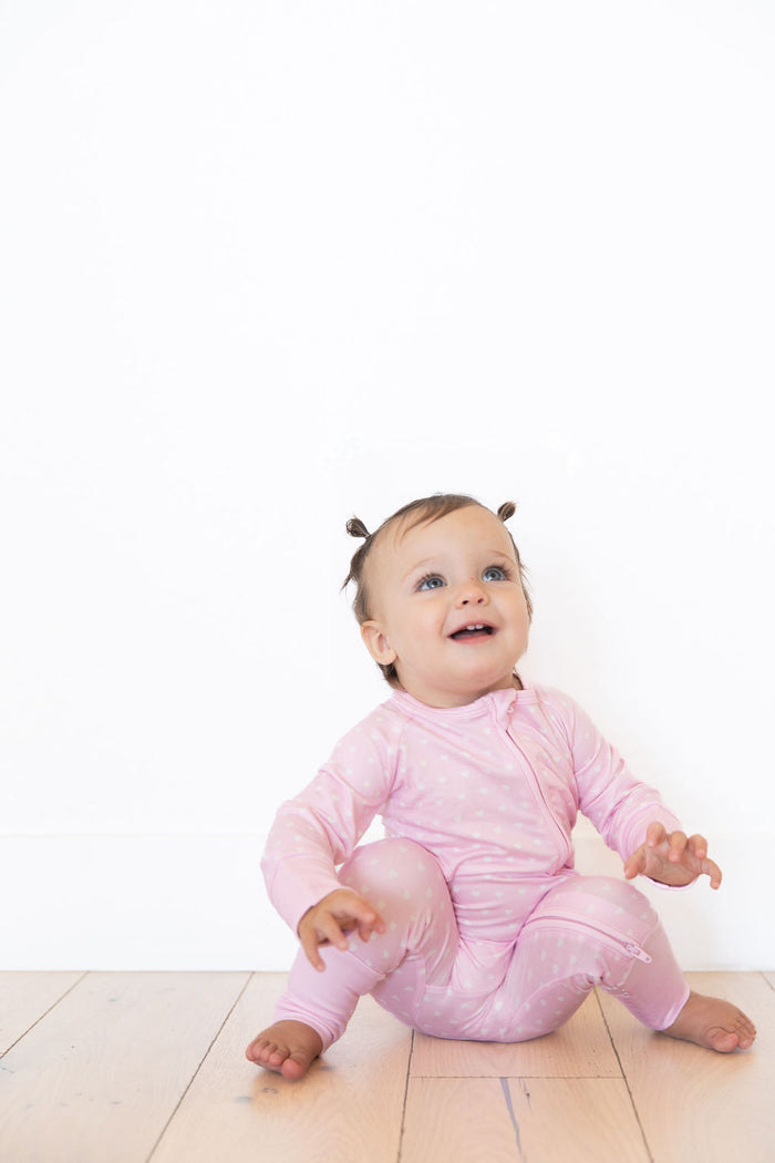 PINK + WHITE MINI HEARTS | ZIPPER ONE PIECE