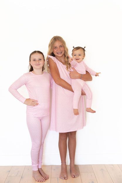 PINK + WHITE MINI HEARTS | ZIPPER ONE PIECE