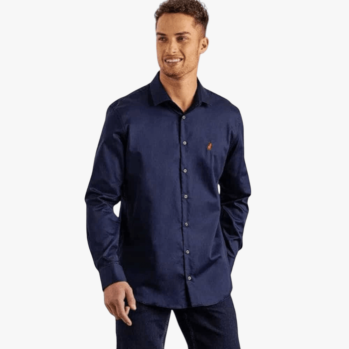 Polo Mens Custom Fit Greig Long Sleeve Shirt Navy | Polo