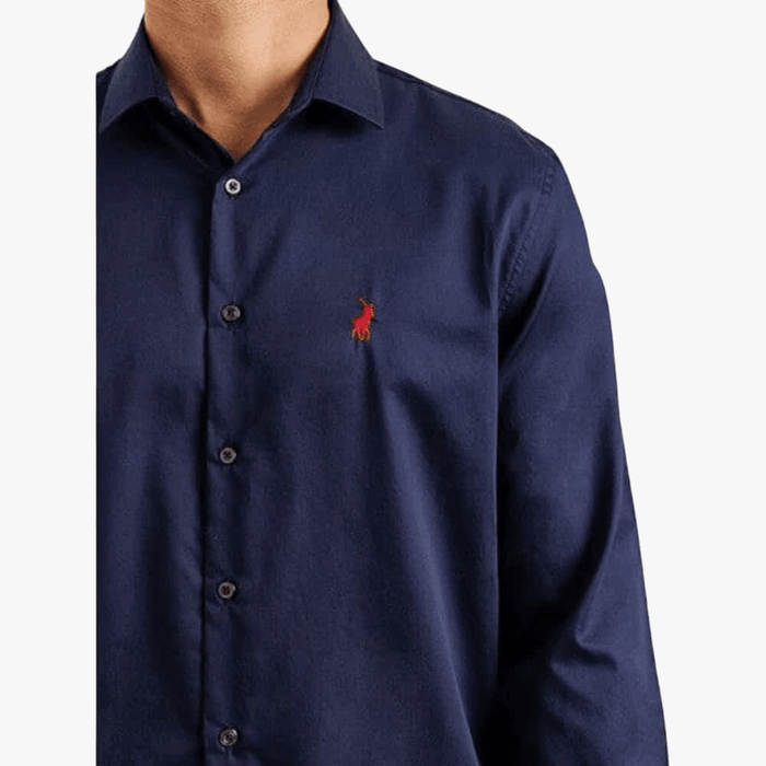 Polo Mens Custom Fit Greig Long Sleeve Shirt Navy | Polo