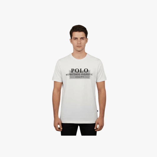 Polo Mens Printed Graphic Short Sleeve Tee Off White | Polo