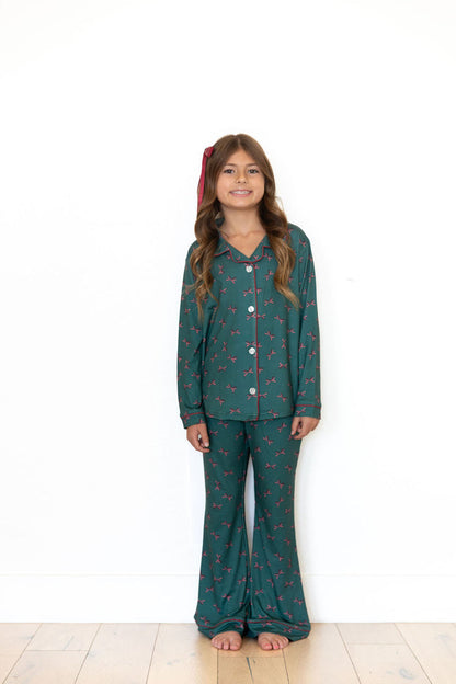 *PRE-ORDER* HOLIDAY BOWS | GIRLS' BUTTON UP LONG SLEEVE SET