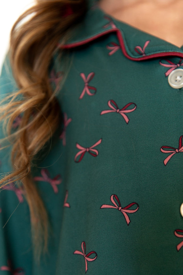 *PRE-ORDER* HOLIDAY BOWS | GIRLS' BUTTON UP LONG SLEEVE SET