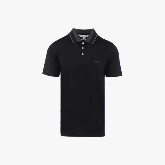 Pringle Mens Brooks Jacquard Collar Short Sleeve Golfer Navy | Pringle
