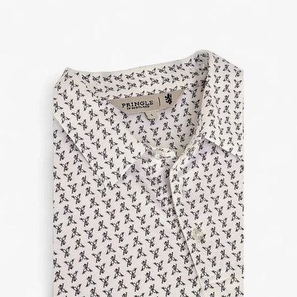 Pringle Mens George Printed Technical Short Sleeve Golfer White | Pringle