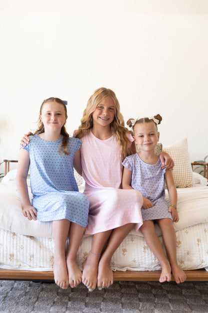 PURPLE MINI HEARTS | RUFFLE SLEEVE DRESS