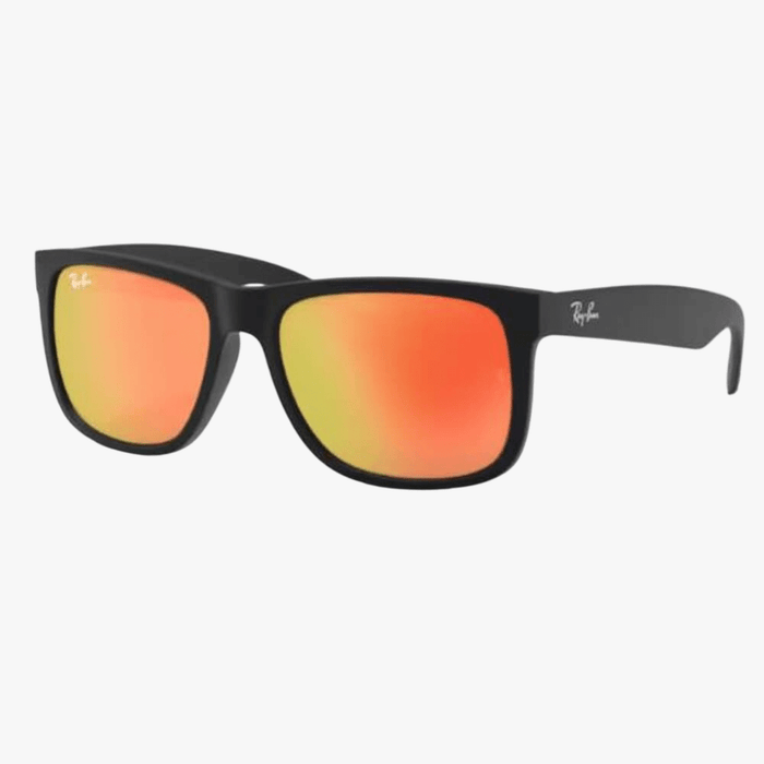 Rayban Justin Ruber Black Frame Sunglass Red Mirror Lens | Rayban