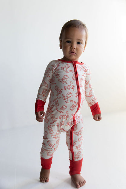 RED BOOTS | ZIPPER ONE PIECE