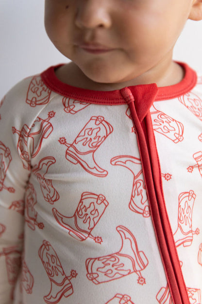 RED BOOTS | ZIPPER ONE PIECE