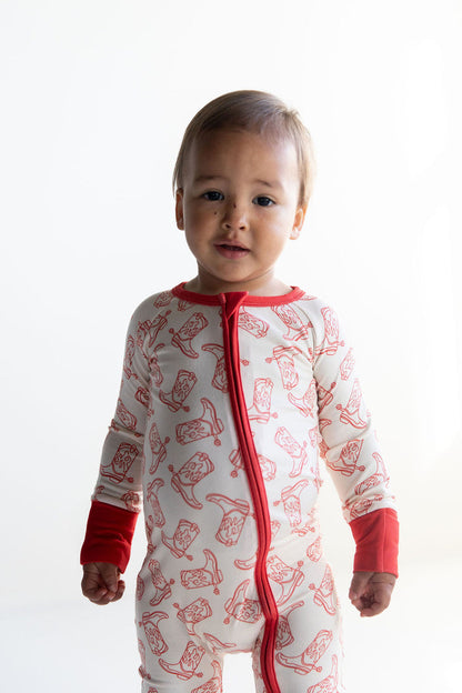 RED BOOTS | ZIPPER ONE PIECE