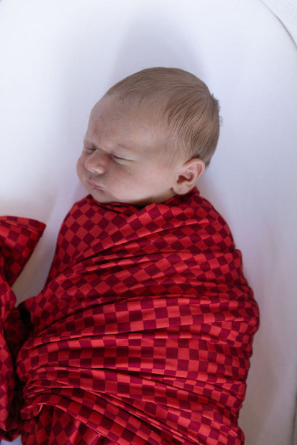 RED MINI CHECKER | SWADDLE
