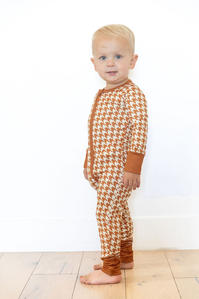 RUST HOUNDSTOOTH | ZIPPER ONE PIECE