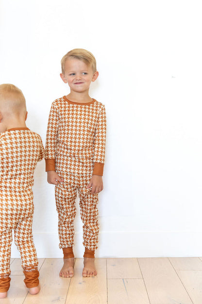 RUST HOUNDSTOOTH | ZIPPER ONE PIECE