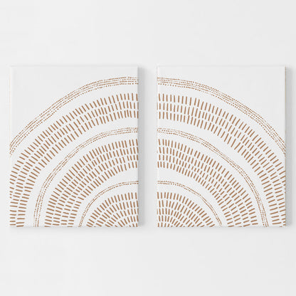 Rust Orange Sunrise Mid Century Modern Set of 2 Wall Art Print or Canvas - Jetty Home