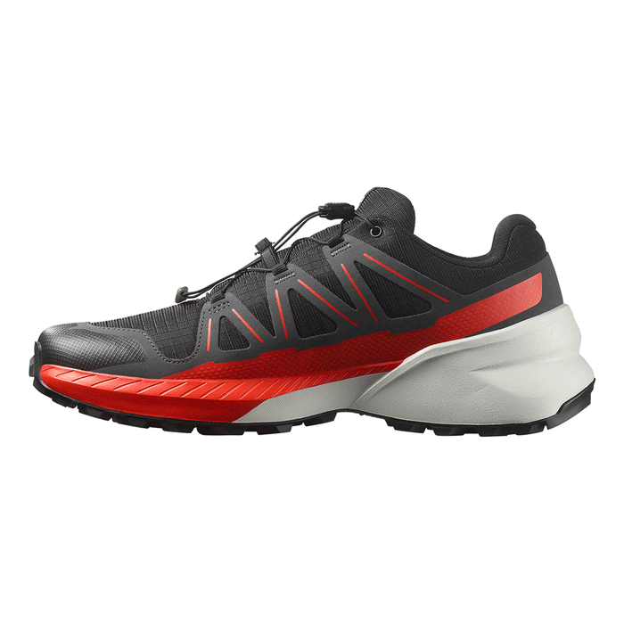 Salomon Mens Speedcross Peak Trail Sneaker Black Asphalt Fiery Red | Salomon